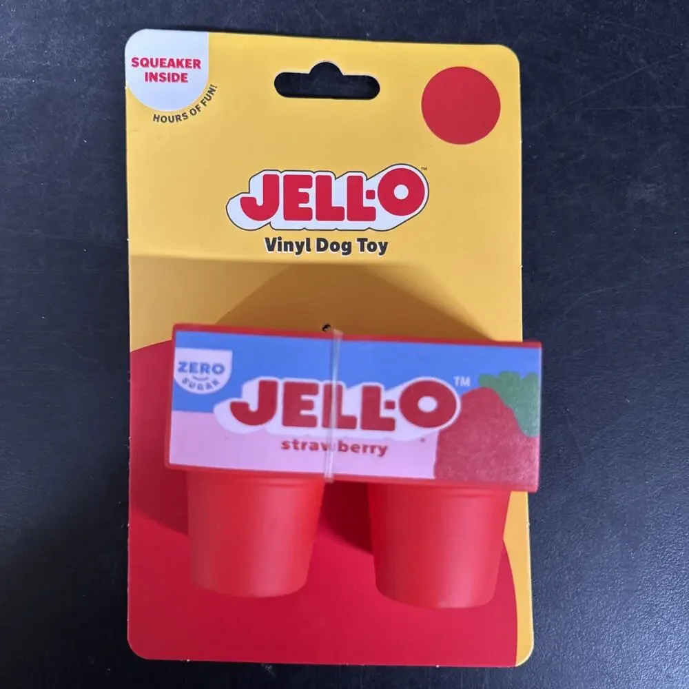 New for Small Dogs Vinyl Strawberry Jell-0 Dog Squeaky Chew Toy Squeaker Inside